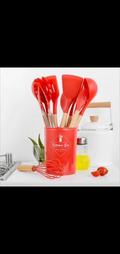 Silicone  Cooking Utensils Set Heat Resistant Kitchen Non-stick 12 PCs (L)
