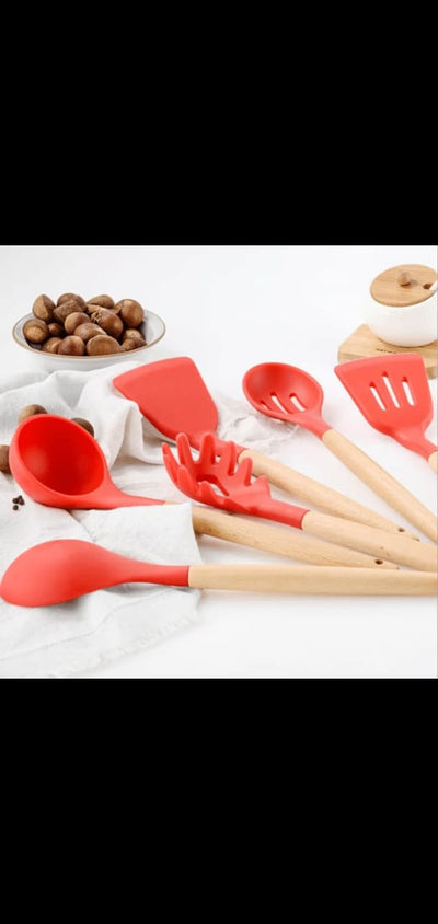 Silicone  Cooking Utensils Set Heat Resistant Kitchen Non-stick 12 PCs (L)