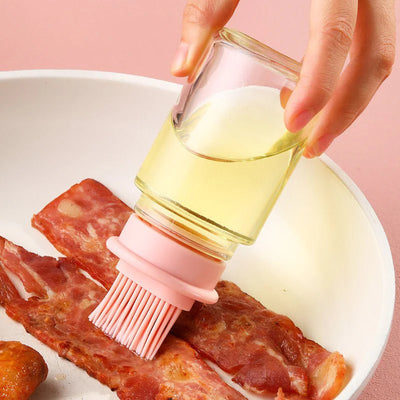 Portable Oil Bottle with Brush Silicone Barbecue Liquid